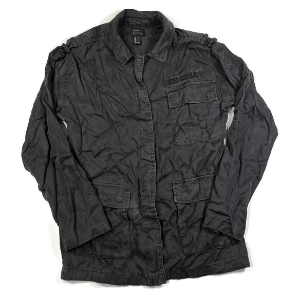 Forever 21 F21 Black Utility Army Military Field Jacket Coat Women Large Limited - Picture 1 of 4